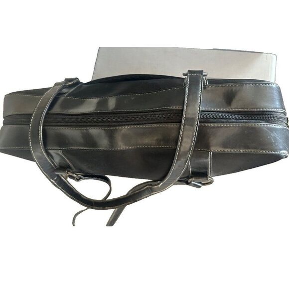 St. John Black Canvas Briefcase Bag - Picture 14 of 16